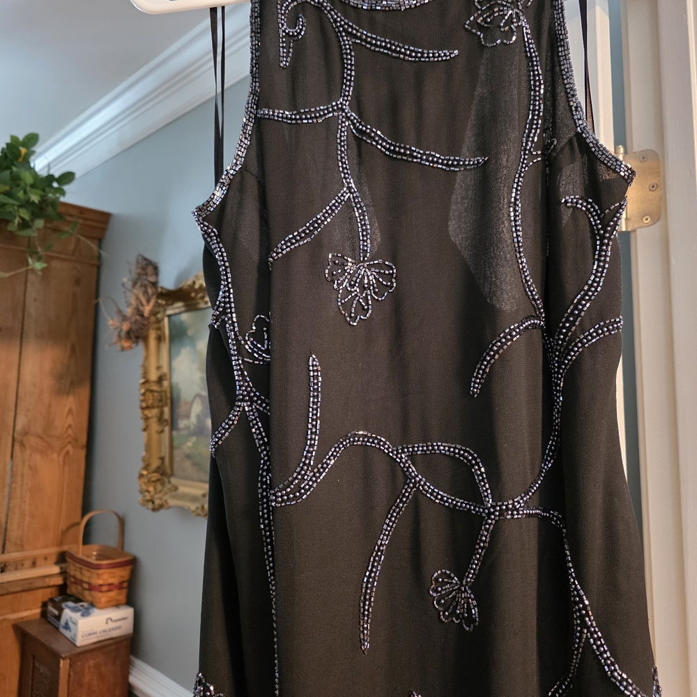 Elegant Black Beaded Prom Dress